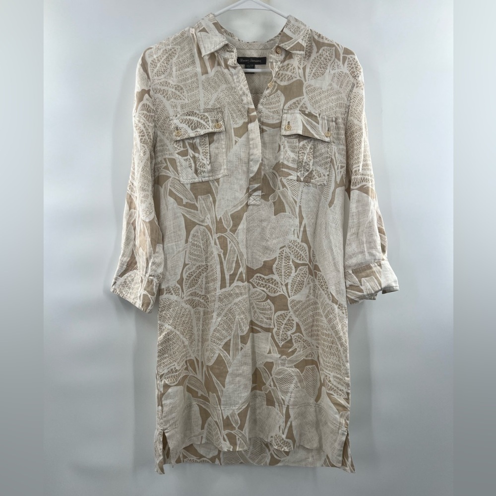 Tommy Bahama 100% Linen Tropical Leaf Print Shirt Dress Tunic XS - Picture 12 of 13
